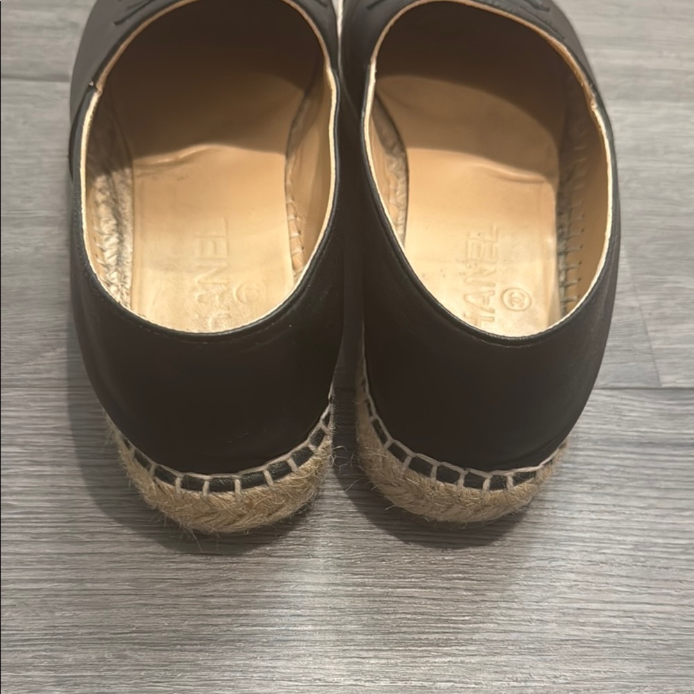Authentic CHANEL Black Leather Espadrilles - Picture 3 of 10